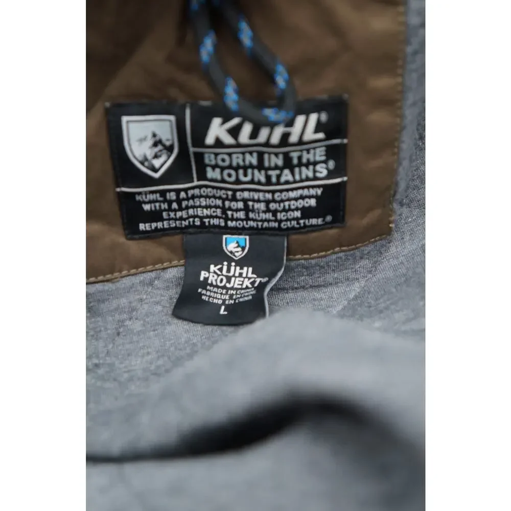 Men's Kuhl Projekt Insulated Kollusion Brown Quilt Lined Zip Up Coat Jacket Sz L - Picture 9 of 14